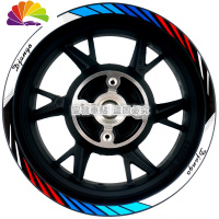 舒适主义标致 Django姜戈150cc ABS 踏板 改装 车贴 轮毂贴 钢圈 反光贴纸 姜戈专用加宽[外圈]宝马三色