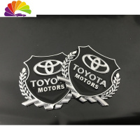汽车丰田凯美瑞卡罗拉汉兰达运动叶子板装饰贴标金属车标侧标改装 丰田侧标银色一对舒适主义车贴