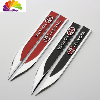 舒适主义汽车丰田凯美瑞卡罗拉汉兰达运动叶子板装饰贴标金属车标侧标改装 丰田叶子板黑色一对车贴