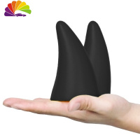 舒适主义汽车车顶部装饰品小树苗改装3D立体天线外观耳朵个性防撞可爱车贴 黑色恶魔角一对