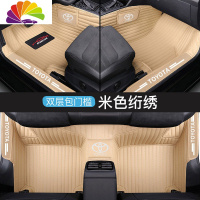 舒适主义2018款丰田普拉多霸道2700脚垫专用5座7座丝圈全包围汽车脚垫改装 [单层包门槛]横纹米色三标