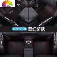 舒适主义2018款丰田普拉多霸道2700脚垫专用5座7座丝圈全包围汽车脚垫改装 [单层包门槛]横纹黑红三标