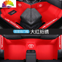 舒适主义2018款丰田普拉多霸道2700脚垫专用5座7座丝圈全包围汽车脚垫改装 [单层包门槛]横纹大红三标