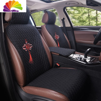 舒适主义亚麻汽车坐垫四季通用防滑女神夏季凉垫现代雷克萨斯丰田专用坐垫 纯黑色[全车标准5座]