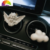 舒适主义汽车内饰天使车载香薰夹空调出风口创意可爱香水车内装饰摆件 皇冠天使出风口+白色云朵出风口车用香水