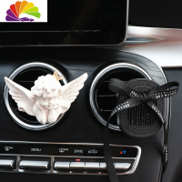 舒适主义汽车内饰天使车载香薰夹空调出风口创意可爱香水车内装饰摆件 皇冠天使出风口+黑色香珠出风口车用香水