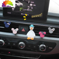 舒适主义车载香水香薰空调出风口可爱加油鸭车内饰品摆件汽车装饰用品大全 蓝帽加油鸭+米奇花4朵