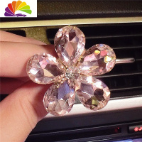 舒适主义水晶花汽车出风口装饰镶钻闪钻女士车载风口香水车用汽车内饰用品 水晶花出风口-粉-不含香车用香水