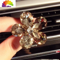 舒适主义水晶花汽车出风口装饰镶钻闪钻女士车载风口香水车用汽车内饰用品 水晶花出风口-香槟-不含香车用香水