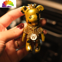 舒适主义车载香水香薰镶钻暴力熊汽车空调出风口香水夹车内装饰摆件女 金色字母熊