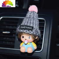 舒适主义可爱创意个性汽车香水空调出风口香水夹车载香水卡通车内饰品摆件 风口夹灰色圣诞帽浅蓝蒙奇奇