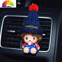 舒适主义可爱创意个性汽车香水空调出风口香水夹车载香水卡通车内饰品摆件 风口夹蓝色圣诞帽蓝色蒙奇奇