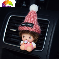 舒适主义可爱创意个性汽车香水空调出风口香水夹车载香水卡通车内饰品摆件 风口夹粉色圣诞帽粉色蒙奇奇