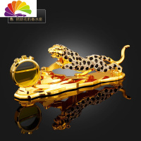 舒适主义汽车座式香水金钱豹子车载香薰车内饰品摆件车上创意装饰用品 黑点豹子香水座(金色)车用香水