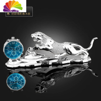 舒适主义汽车座式香水金钱豹子车载香薰车内饰品摆件车上创意装饰用品 满钻豹子香水座(银色)钟表款车用香水