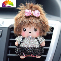 舒适主义新款汽车摆件空调出风口香水夹车载香水淡香车内饰品摆件可爱女钻 小蝴蝶结背带钻链风口夹