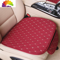 舒适主义汽车坐垫四季通用单片三件套无靠背个屁屁垫冬季布料亚麻后排座垫 酒红[1个单座]