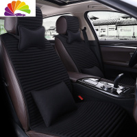 舒适主义夏季透气汽车坐垫荞麦壳防滑四季通用座垫半包围亚麻免绑布艺凉垫 亚麻黑色豪华版