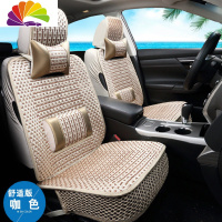 舒适主义汽车坐垫四季通用新款冰丝车凉垫夏季车座椅套布艺全包围专用座套 固定版-咖色