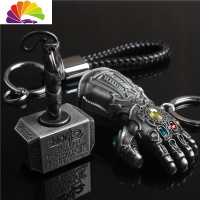 舒适主义钢铁锤子钥匙扣 男士陀螺可旋转手套战斧汽车钥匙链挂件 枪色陀螺雷神之锤+枪色手套+黑绳汽车钥匙扣