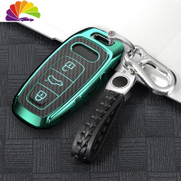 舒适主义奥迪A6L钥匙套A7新A8L汽车Q8男2019款扣2020保护壳女式碳纤钥匙包 翡冷翠(时尚双扣)汽车钥匙扣