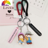 舒适主义3D可爱情侣公仔钥匙链创意定制汽车号码牌钥匙扣挂件男女韩国礼品 棒球帽情侣-男黑女粉号码牌-男黑女红绳汽车钥匙扣