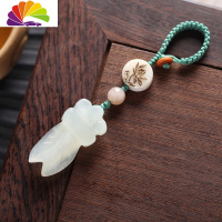 一念 汽车钥匙挂件白玉莲花钥匙扣 手工古典创意钥匙链礼品包挂饰 一鸣惊人舒适主义汽车钥匙扣