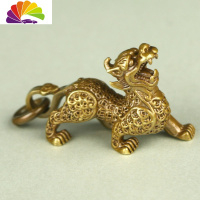 舒适主义貔貅纯铜小汽车钥匙扣挂件男士家用书包配饰个性创意 单个飞天貔貅