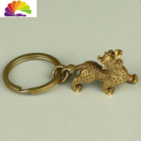 舒适主义貔貅纯铜小汽车钥匙扣挂件男士家用书包配饰个性创意 飞天貔貅+平圈