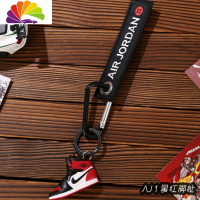 舒适主义创意aj钥匙扣篮球鞋立体鞋模包包挂件手工汽车钥匙链男女生日 黑红脚汽车钥匙扣