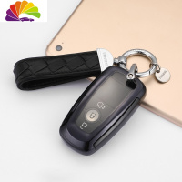 舒适主义专用福特福克斯蒙迪欧钥匙包套锐界18款翼博新福睿斯汽车钥匙扣壳 黑色皮绳款(升级包款)