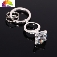 舒适主义网红抖音同款大钻戒钥匙扣女士汽车钥匙挂件钻石戒指水晶车钥匙链 [生日礼物]可刻字白钻4959汽车钥匙扣