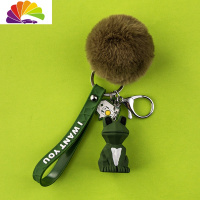 舒适主义几何公仔钥匙扣挂件创意个性汽车链男女网红ins可爱圈环书包挂饰 绿青蛙+毛球汽车钥匙扣