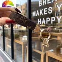 舒适主义欧美潮流钥匙扣个性小熊皮质钥匙扣创意汽车钥匙链男女情侣包挂件 棕绳金色扣汽车钥匙扣