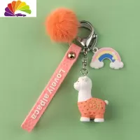 舒适主义崽钥匙链挂件创意个性汽车钥匙扣圈环锁匙扣可爱女士书包包挂饰 橙se+毛球