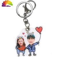 舒适主义汽车通用装饰品亚克力个性可爱双面照片定制情侣钥匙扣挂件女 双人定制钥匙扣汽车钥匙扣