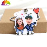 舒适主义汽车通用装饰品亚克力个性可爱双面照片定制情侣钥匙扣挂件女 三人定制钥匙扣汽车钥匙扣
