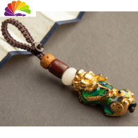 舒适主义3D温感变色貔貅虎眼钥匙扣镀铬情侣挂件男女汽车平安挂件 变色貔貅-菩提根红桶珠汽车钥匙扣