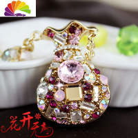 舒适主义猫眼石钱袋流苏水钻韩版韩国女士创意水晶汽车钥匙扣 钥匙链 挂件 水钻钱袋