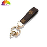 舒适主义欧美潮流钥匙扣个性小熊皮质钥匙扣创意汽车钥匙链男女情侣包挂件 金扣印花黄色汽车钥匙扣