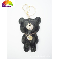 舒适主义欧美潮流钥匙扣个性小熊皮质钥匙扣创意汽车钥匙链男女情侣包挂件 灰格小熊汽车钥匙扣