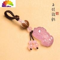 舒适主义玛瑙玉石貔貅钥匙扣菩提莲花车钥匙挂件男女情侣个性创意挂饰 粉玉髓[菩提款]汽车钥匙扣
