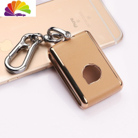 舒适主义适用沃尔沃钥匙套2020款xc60 S90 xc90 xc A款ABS贴皮款[金色]挂钩扣[只限原车钥汽车钥匙扣