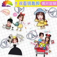 舒适主义情侣钥匙扣diy个性创意定制照片钥匙定做可爱头像汽车钥匙链挂件 双人模板(双面钥匙扣)汽车钥匙扣