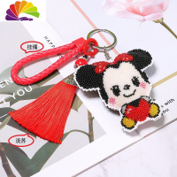 舒适主义2020新款印花十字绣车钥匙扣珠绣线绣小挂件卡通情侣米老鼠有成品 大米妮挂绳+流苏成品汽车钥匙扣
