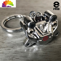 舒适主义避震汽车改装钥匙扣涡轮增压引擎发动机刹车盘卡钳金属碟刹钥匙链 亮银色汽车钥匙扣