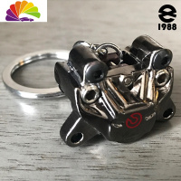 舒适主义避震汽车改装钥匙扣涡轮增压引擎发动机刹车盘卡钳金属碟刹钥匙链 亮黑色汽车钥匙扣