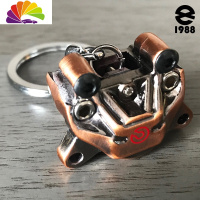 舒适主义避震汽车改装钥匙扣涡轮增压引擎发动机刹车盘卡钳金属碟刹钥匙链 复古红铜色汽车钥匙扣