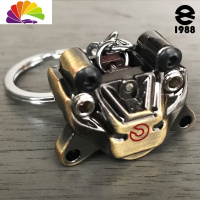 舒适主义避震汽车改装钥匙扣涡轮增压引擎发动机刹车盘卡钳金属碟刹钥匙链 复古青铜色汽车钥匙扣