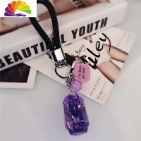 舒适主义多色水晶幸运许愿流沙瓶钥匙扣挂件 简约创意女士汽车钥匙链圈 香芋紫带牌流沙瓶-三代黑绳汽车钥匙扣